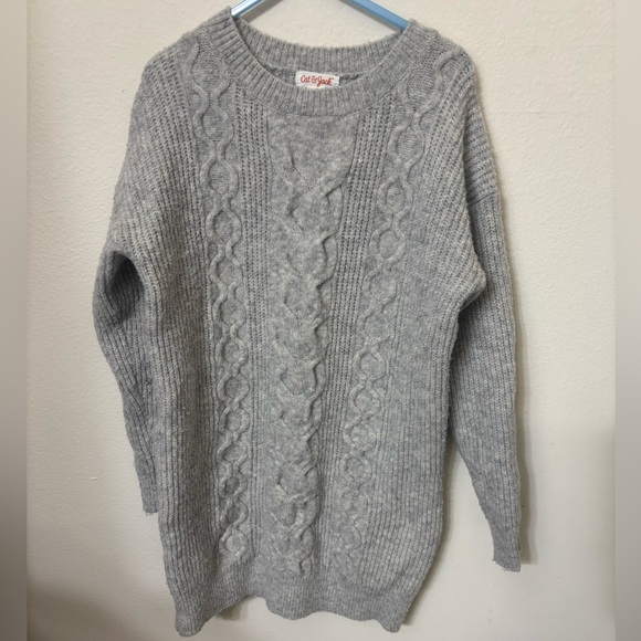 Cat & Jack Other - Girl's Cozy Gray Cable Knit Sweater Dress